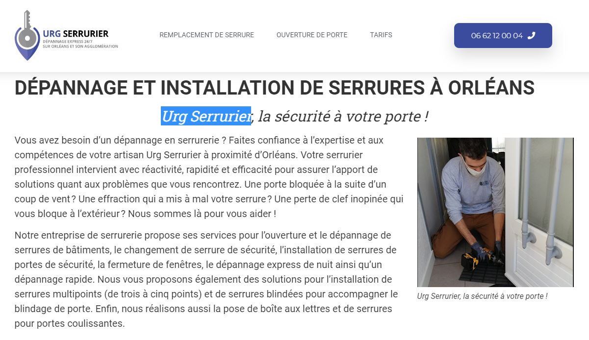 Urg Serrurier, la sécurité à votre porte !